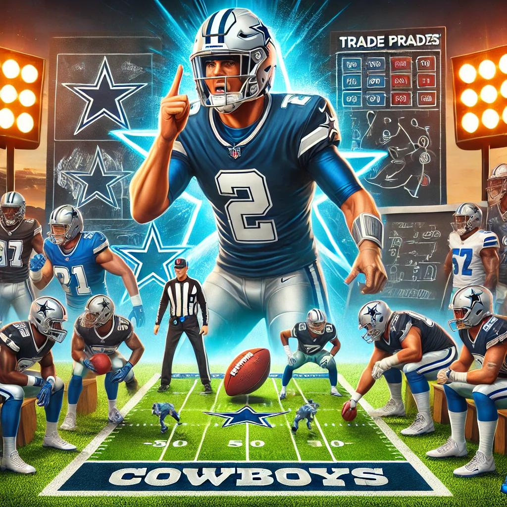 DALL·E-2024-11-19-21.13.39-An-action-packed-dynamic-illustration-of-the-Dallas-Cowboys-trade-strategy-featuring-a-football-field-with-prominent-NFL-players-depicted-in-a-trad Dallas Cowboys Trade Buzz: Top Targets and Potential Deals in the NFL